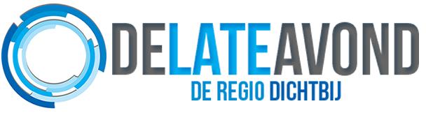 Blauw met grijs logo met de tekst De Late Avond.
